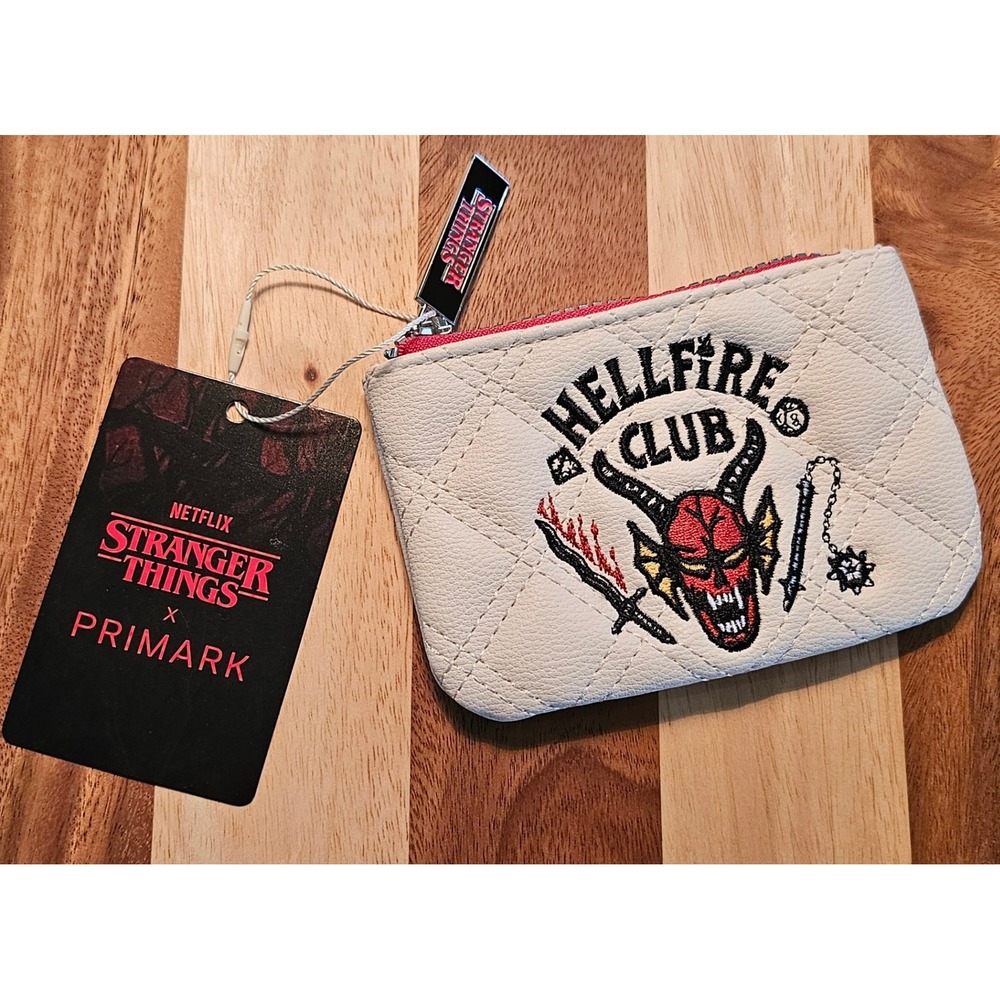 Stranger Things Primark Hellfire‎ Club Quilted Coin Purse Cream New With Tags